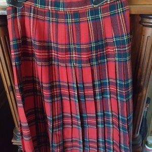 Vintage Deans of Scotland Full Skirt Tartan Plaid Kilt Pleated